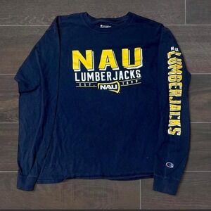 Vintage Champion NAU college navy and yellow long sleeve shirt size Medium